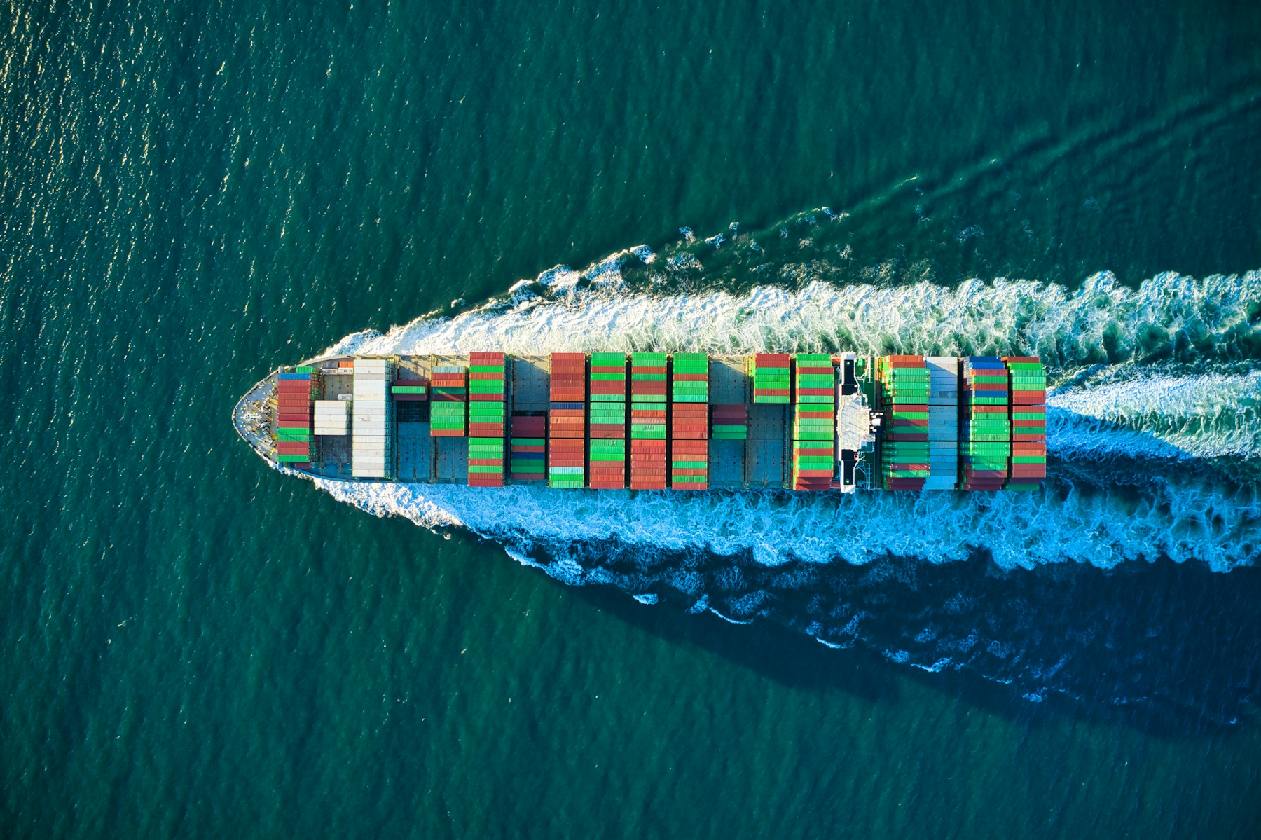 Container vessel at sea