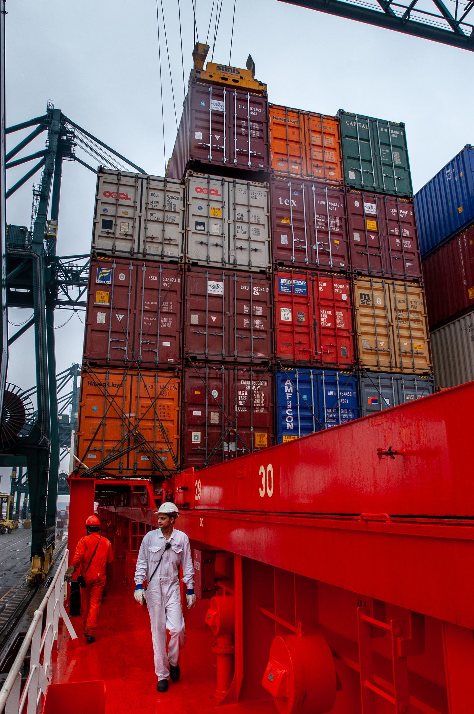 People behind the port call